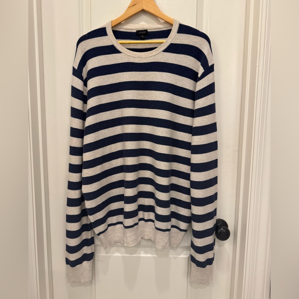 J. Crew Classic Navy and Cream Striped Knit